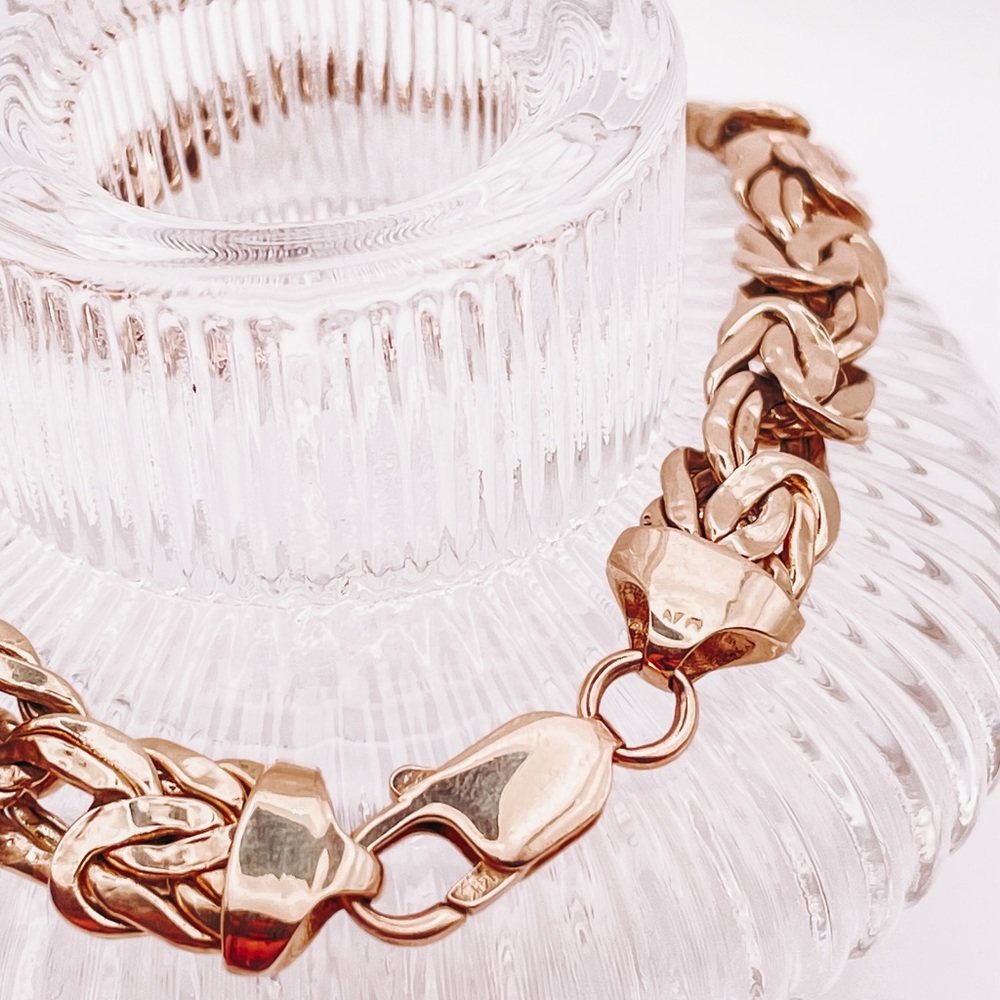 14k Solid Yellow Gold Solid Chunky Byzantine Brac… - image 4